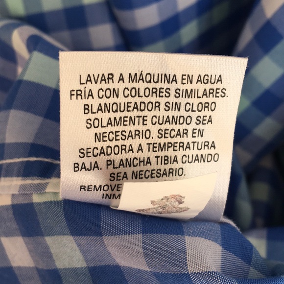 Club Room Blue Check Cotton Button Front Shirt - Picture 8 of 8